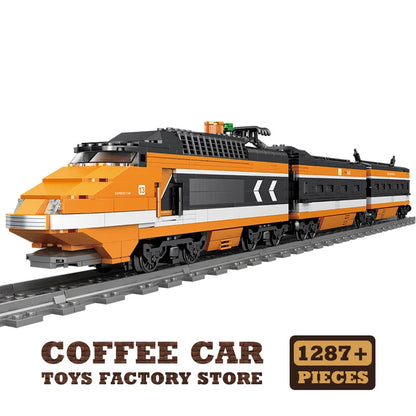 High-tech City Power Train Blocks Toys Track Moving Locomotive Model Building Kit Railway Cars MOC Bricks Friend Christmas Gifts