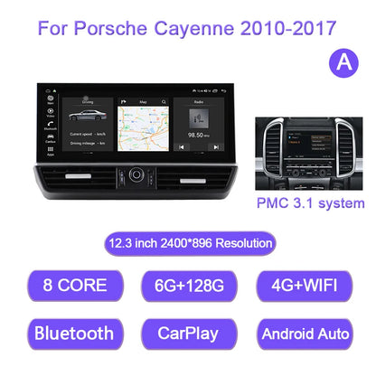12.3 Inch For Porsche Cayenne 2010-2018 Android 15 8-Core 8G+256G Car Multimedia Player Stereo Receiver Radio GPS 4G Carplay