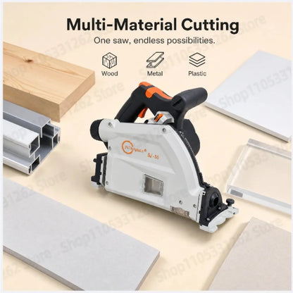 110V SJ-55 Brushless Track Saw 2KW 55mm Depth 6470RPM 6-Speed Plunge Saw for Wood Aluminum Plastic Dust Free with Quick Safety