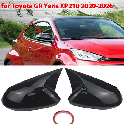 ABS 2x Mirror Cover Car Side Rearview Mirror Cap Cover Shell Sticker Black for Toyota GR Yaris RZ RC XP210 2020-2025 2026