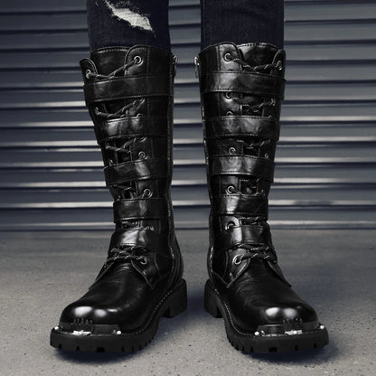 Men's motorcycle boots four season casual classic high-top boots outdoor plus size tooling boots fashion safety protection boots