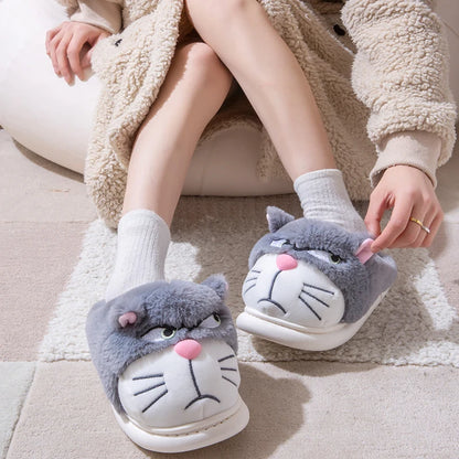 Fluffy Slippers Women House Cute Cartoon Casual Winter Designer Shoes Girls Home Flats Elegant Plush Fashion Footwear Large Size