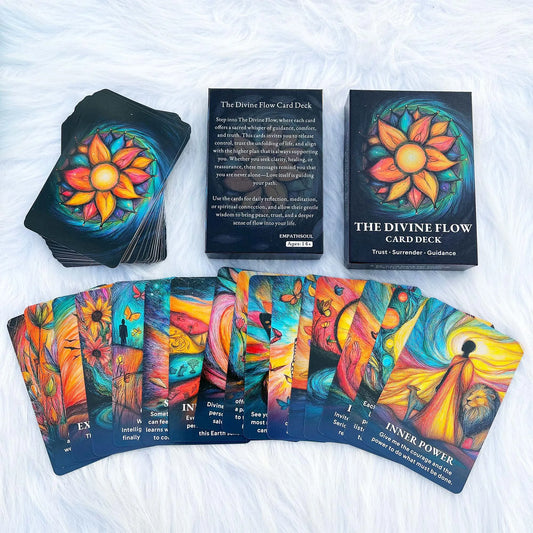 The Divine Flow Oracle Card Deck, 50 Cards for Daily Reflection, Meditation and Clarity, Card Collection, 12x8cm, 14+