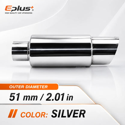 EPLUS Universal Car&Motorcycle Stainless Steel Exhaust Muffler Slant Cut Tip Car Exhaust Resonator 51/57/63mm Inlet