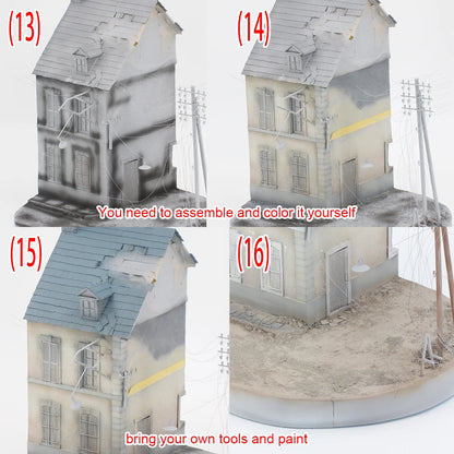 Assembly Architectural Model Miniature Architectural Building Model Brick Concrete Building Villa Diorama Scale Model Kit 1/35