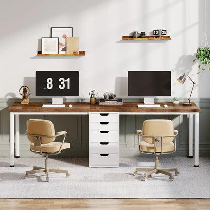 Tribesigns   Two Person Computer Desk With 5 Drawers Study Writing Table Workstation Modern Simple Double Computer Desk