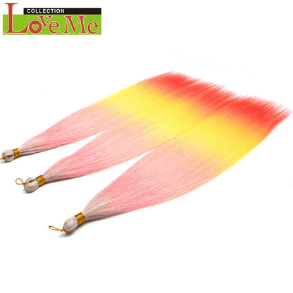 LOVE ME 28 inches 300g/3pcs Straight Hair Bundles Crochet Hair Synthetic Braiding Hair Ombre Rainbow Braids Hair Extensions