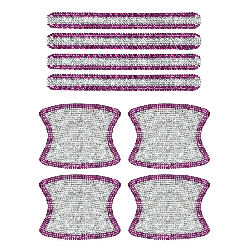 8PCS Universal Car Door Handle Sticker Decal Warning Diamond Auto Strip Driving Safety Bling Car Accessories for Girls Wholesale