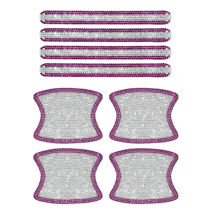 8PCS Universal Car Door Handle Sticker Decal Warning Diamond Auto Strip Driving Safety Bling Car Accessories for Girls Wholesale
