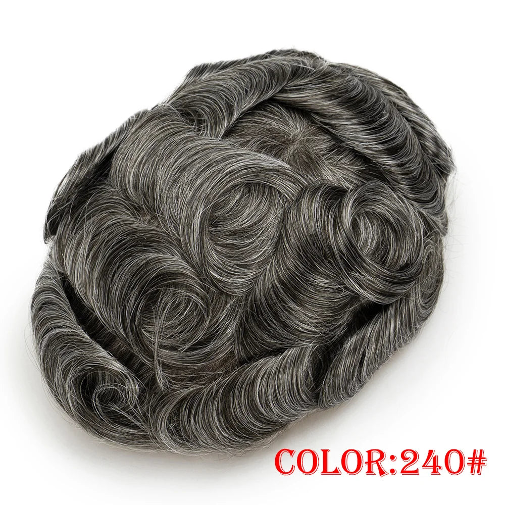 0.03mm Thin Skin Men's Wig 90% 100% Density Human Hair Men Toupee Capillary Prosthesis V Loop Natural Hairline for Hair Loss