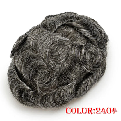 0.03mm Thin Skin Men's Wig 90% 100% Density Human Hair Men Toupee Capillary Prosthesis V Loop Natural Hairline for Hair Loss