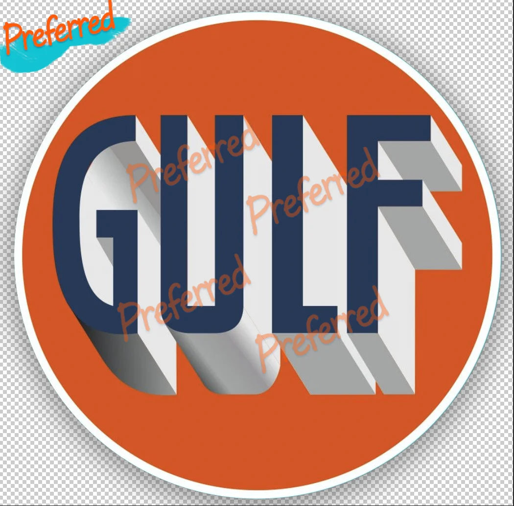Gulf Gas Engine Oil Gulf with Flag Vinyl Decal Sticker Waterproof Tonkin Gulf Yacht Club Sticker Decal Racing Pinup Art