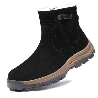 Men's sheepskin and wool integrated snow boots, real leather and fur, winter thick and warm boots slip resistance for Men's ﻿