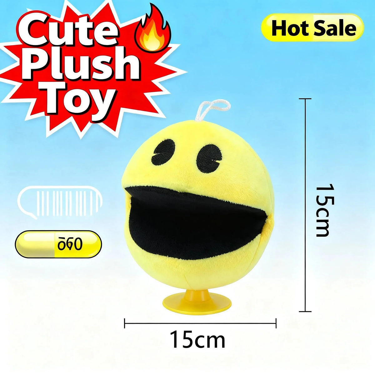 Pacman Plush Toys, Creative Cute Pac-Man Stuffed Doll Soft Plush Figure, Cartoon Game Peripheral Plushies, Kawaii Home Decor Orn