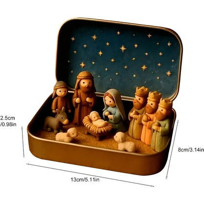 1 Set of Christmas Mini Nativity Scene 3D Printed Christmas Eve Exquisite Ornament Set Faith Ornaments for Living Room, Study, and Bedroom Decoration