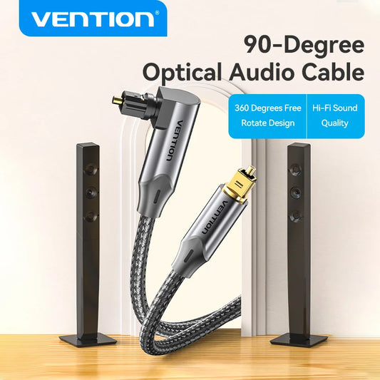 Vention Optical Audio Cable 90-Degree Male to Male for TV Amplifier Audio Processor Sound Bar PS4 Xbox Audio Optical Fiber Cable