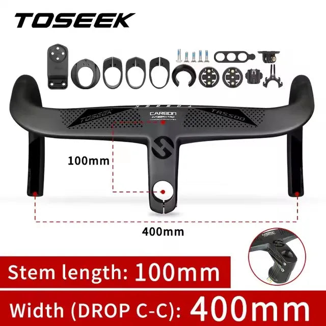 TOSEEK TR5500 T800 Carbon Bicycle Handlebar Road Bike Integrated Handlebar Di2 With Computer Holder Internal Cable Routing