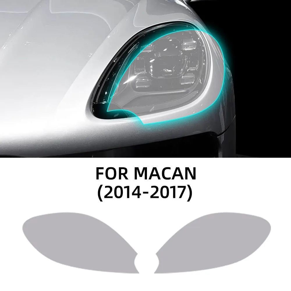 TPU Car Headlight Protective Film For Porsche Macan 14-17 PPF Transparent &Smoked black Anti-Scratch Auto External Accessories