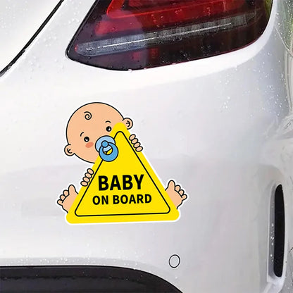 13x12cm Baby On Board Waterproof Vinyl Car Decals, for Windows, Bumper, Exterior Decorative Accessories Blocking Scratches