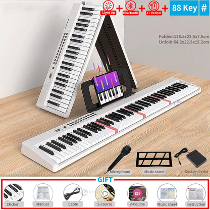 New Folding Piano 88 Keys Midi Musical Keyboard Professional Children's Music Instruments Adult Electronic Portable Synthesizer