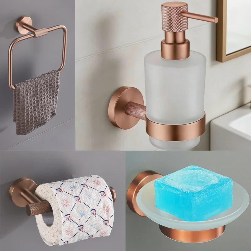 High Quality Soap Dispenser Toilet Brush Holder Toilet Paper Holder Towel Bar Rail Rack Hanger Hook Bathroom Accessories Set