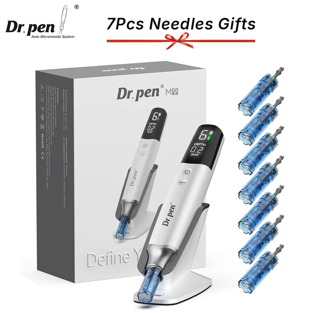 Authentic Dr. pen M9 With 7 pcs Needle Pin Anti Back Flow Microneedling Pen Skincare Wireless  Derma Pen Needle length 0.25 mm