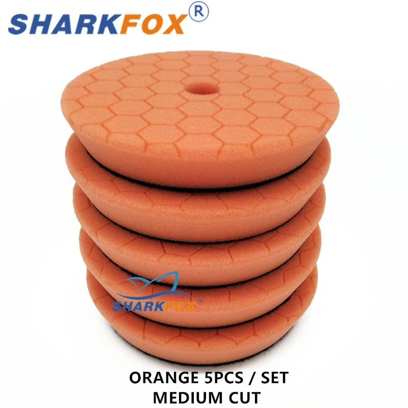 Sharkfox Polishing Pads 5/6 Inch Germany Foam Buff Sponge Pads Auto Car Buffing Pad Set for DA/RO Polisher Buffer Tools
