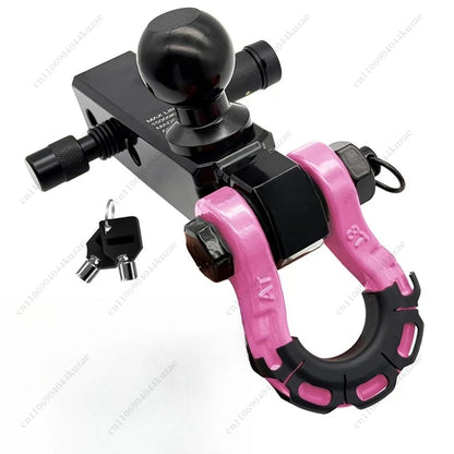 New Extended Off-Road Trailer Hitch with Ball Mount, Universal Square Receiver, High-Strength Solid Tow Hook