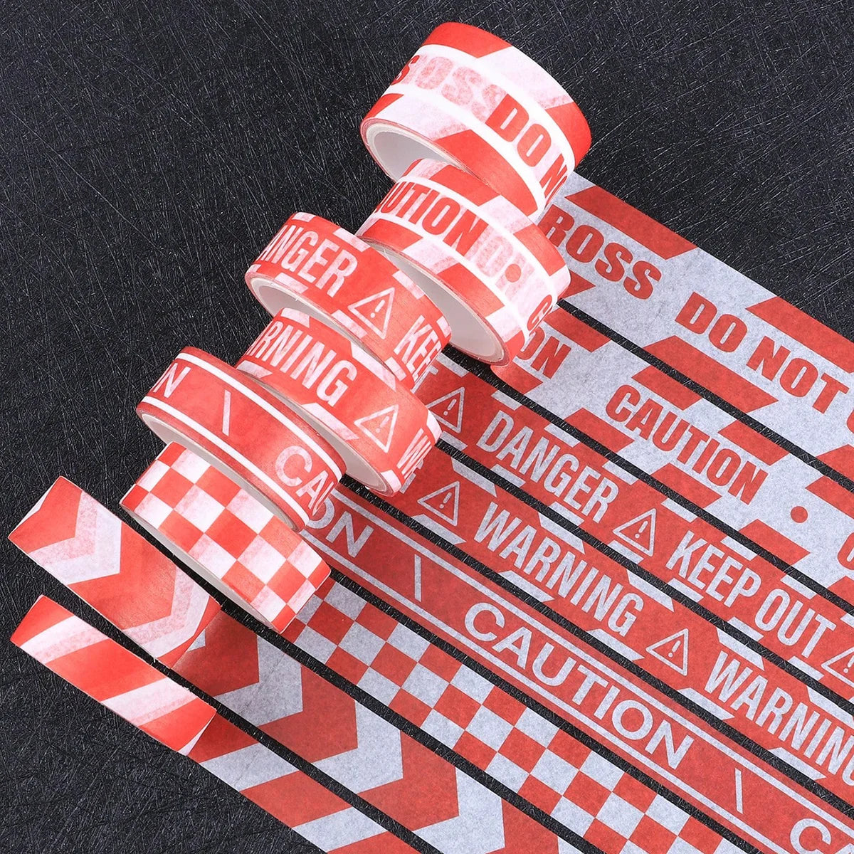 16 Rolls Caution Warning Washi Tape Safety Pattern Decorative Sticker For DIY Crafts Journal Planner Scrapbooking Stationery