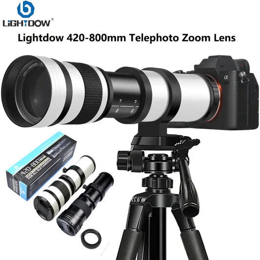 Lightdow  420-800mm f/8.3-16 for Sony Canon Nikon Pentax Olympus Cameras Super HD Manual Telephoto Zoom Lens +Adapter High-Power