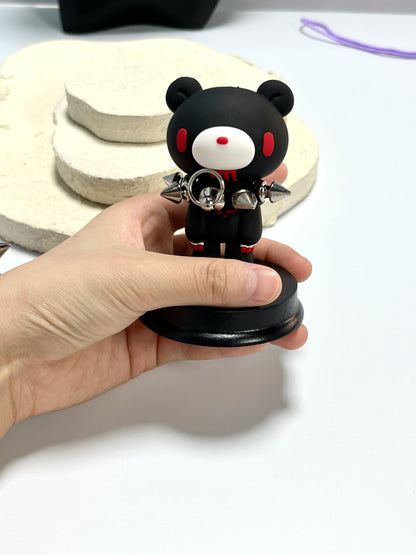 Kawaii Gloomy Bear Mori Chack Figure Goth Punk Spiked Collar Bloody Bear Statue Pink Black Desktop Decor Ornament Car Gift Y2K