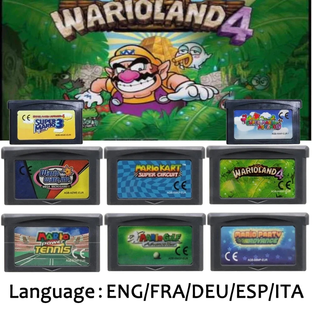 Mario GBA Games cards EUR USA Version GBA Game Cartridge 32 Bit Video Game Console Card Series Super  Wario Land4