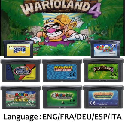 Mario GBA Games cards EUR USA Version GBA Game Cartridge 32 Bit Video Game Console Card Series Super  Wario Land4