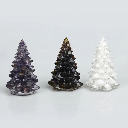 Christmas Tree Mini Resin Ornament, Glitter Artificial Tabletop Decor, Fake Pine Table Centerpiece, Holiday Party Desktop Gift