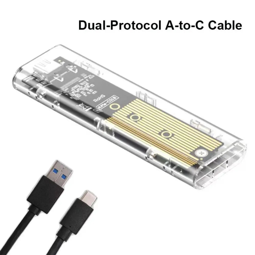 M.2 NVME PCIe NGFF SATA Dual Protocol SSD Case Clear USB Type C 10Gbps PCI-E M2 SSD Transparent External Enclosure Hard Disk Box