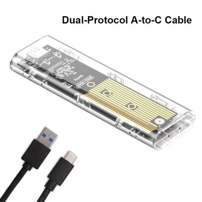 M.2 NVME PCIe NGFF SATA Dual Protocol SSD Case Clear USB Type C 10Gbps PCI-E M2 SSD Transparent External Enclosure Hard Disk Box