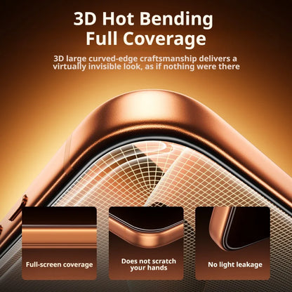 SAMZHE 3D Hot-bending Tempered Glass For iPhone 17 ProMax 16Pro HD Full Coverage Screen Protector Film For 0.23mm Ultra-thin