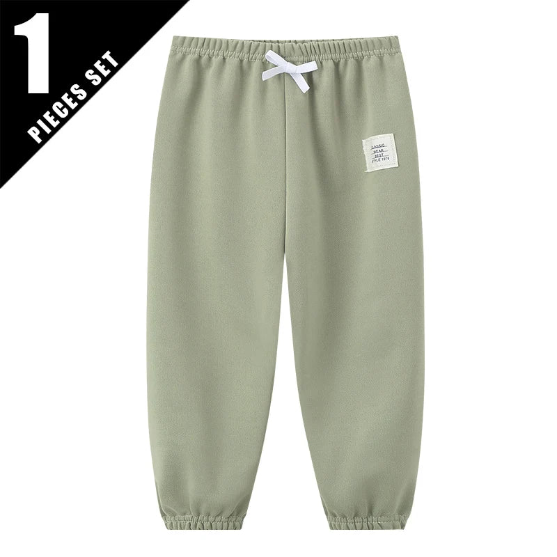1/3 Pcs Four Seasons Children's Leisure Sports Pants Solid Color Basic Boy Running Holiday 9 Pants Girl Joker Comfortable Pants