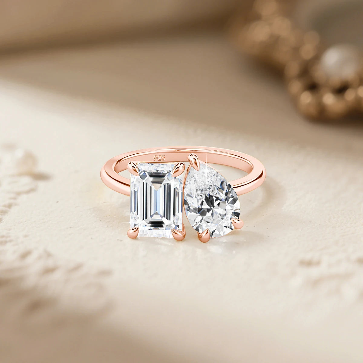 Certified 3.5CT 2 Stone Moissanite Ring For Woman 100% 925 Silver Luxury Designer Brand Wedding Lab Diamond Jewelry High Quality