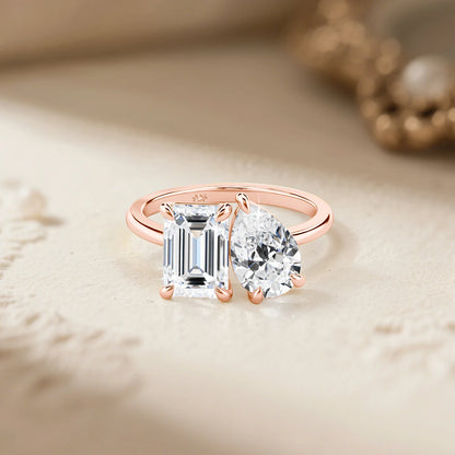 Certified 3.5CT 2 Stone Moissanite Ring For Woman 100% 925 Silver Luxury Designer Brand Wedding Lab Diamond Jewelry High Quality