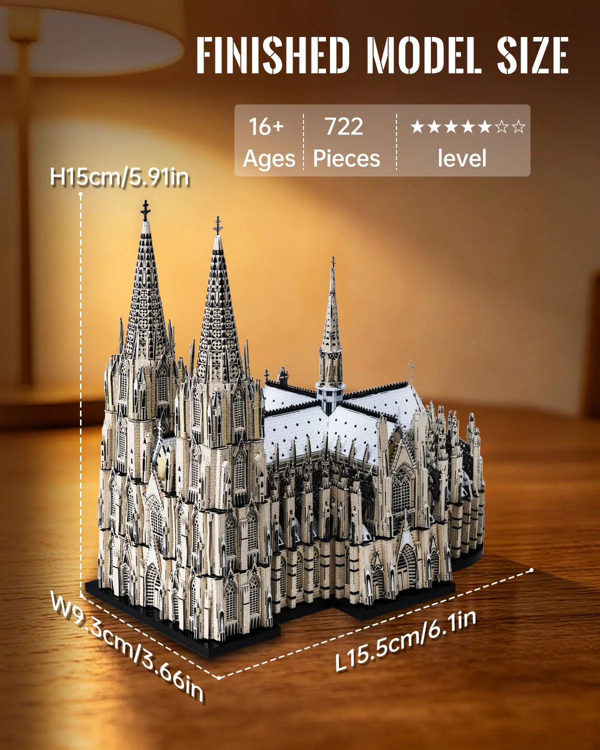 Piececool 3D Metal Model Kits Kölner Dom 3D Puzzles for Adult Building Blocks Jigsaw DIY Craft for Home Decor Best Gifts