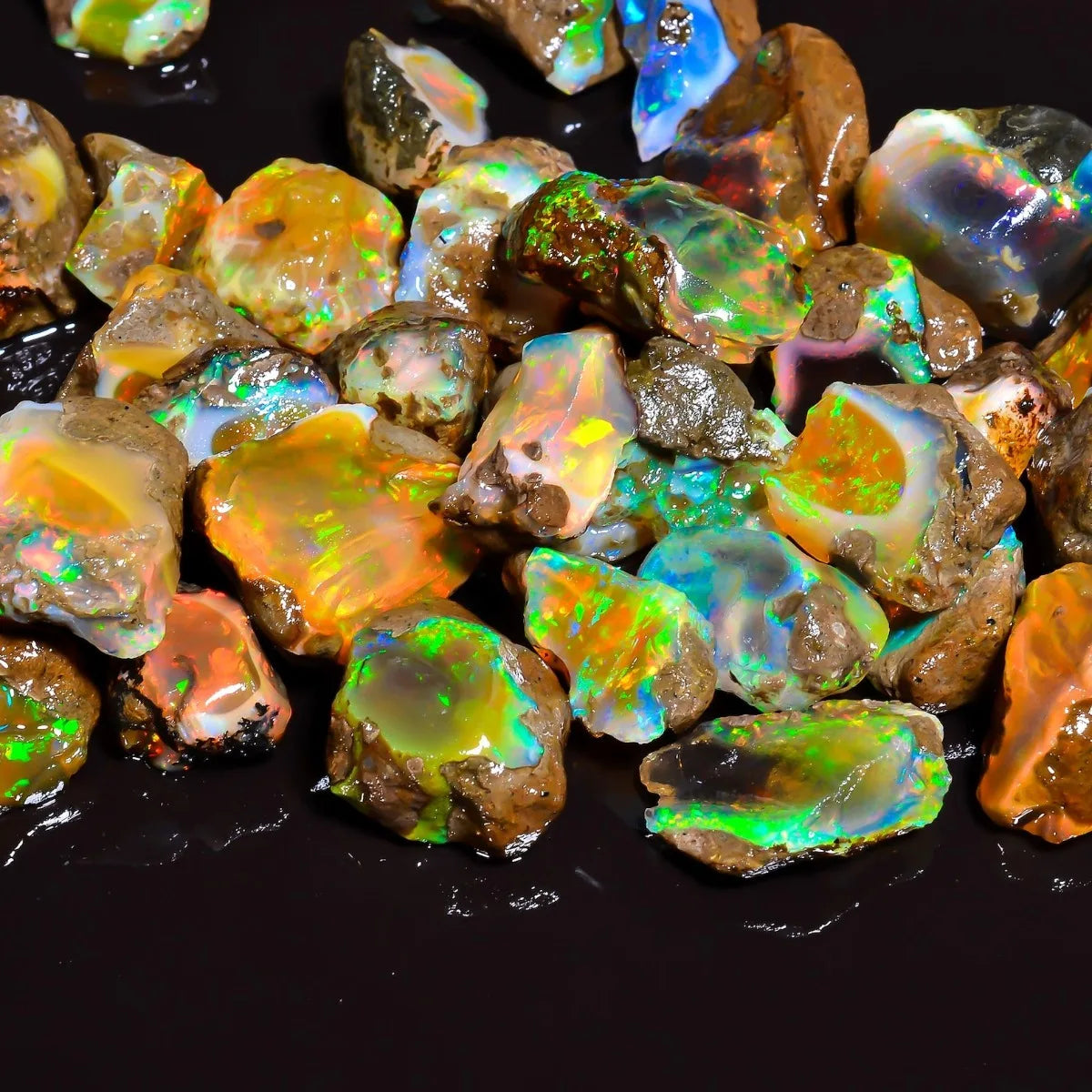 25-70CT Genuine Ethiopian Opal Rough Natural Fire Opal Loose Stone Play Of Color Gemstone For Jewelry Making Mineral Specimen