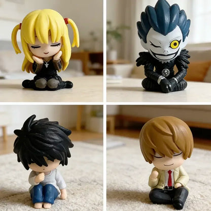 Death Note Sleeping Mini Figures 4pcs/Set L Misa Amane Light Yagami Ryuk Cute Anime Figurine Ornament Car Decor Capsule Toy Gift