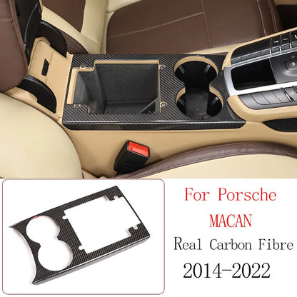 Real Carbon Fiber For Porsche Macan 2014-2020 Inner Door Central Control Gear Panel Cover Door Sill Trim Stickers Accessories