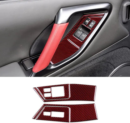 Carbon Fiber Trim  For Nissan GTR R35 2008-2016 Door Window Lifter Button Switch Control Panel Cover StickerCar Interior Styling
