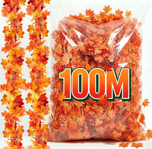 Artificial Fall Maple Leaf Garland Fake Plants Autumn Decor Leaves Vine for Thanksgiving Halloween Festivals Wedding Decora