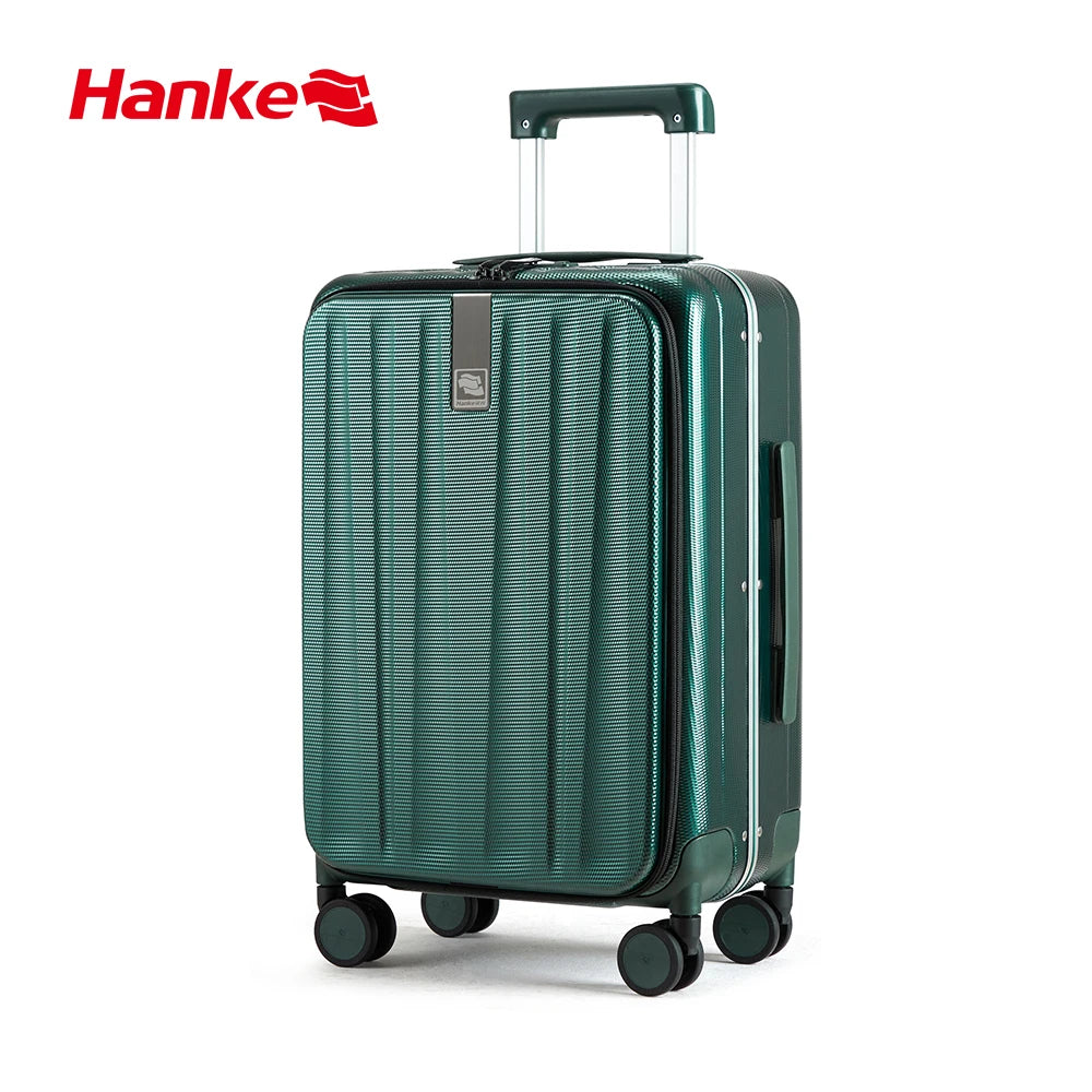 Hanke Innovative Design 20" Carry On Suitcase 24" Travel Luggage Aesthetic Narrow Aluminum Frame PC Hardside Spinner Wheel H9860