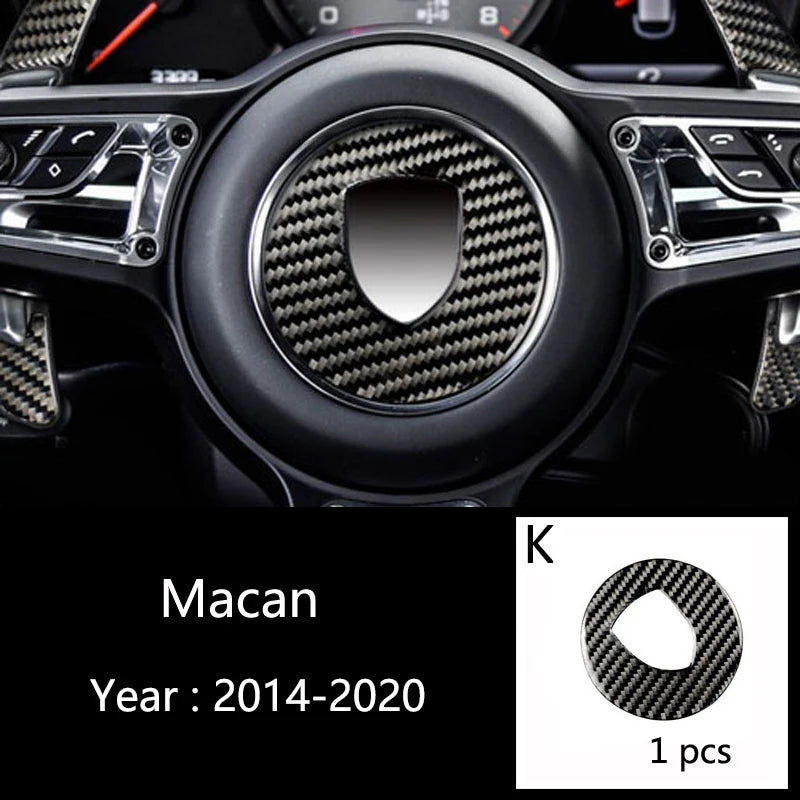 Accessories For Porsche Macan Carbon Fiber Car Inner Control Gear Shift Panel Water Cup Holder Cover Trim Decoration Car Sticker