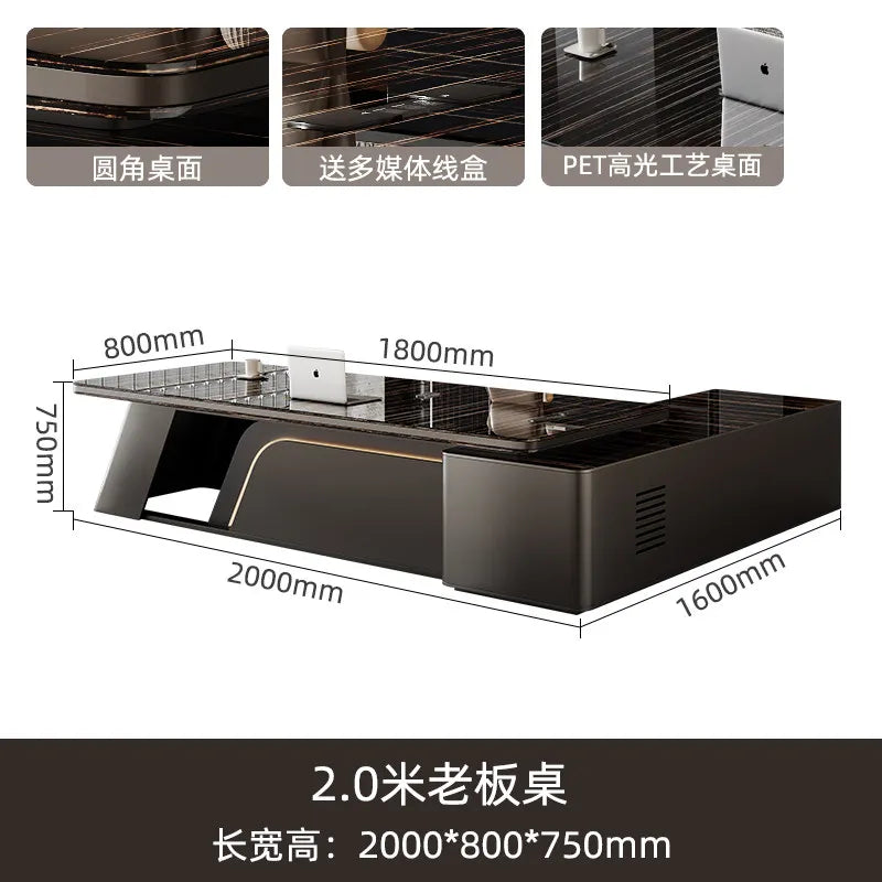 Narrow Unique Designer Office Desk Black Upgrades Storage Modern Computer Desks L Shape Drawers Scrivania Work Station Table
