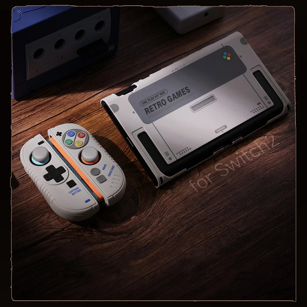 Retro Switch 2 Case SFC Hard Protection Case for Nintend Switch 2 Console Silicone Grip Protective Cover for Joy Con 2 Controlle